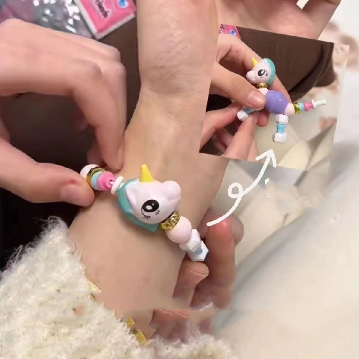 Twisty Pet Bracelet DIY Beaded Animal Toy Set Transformable Jewelry for Girls,Stress Relief Handmade Craft Gift Pet Unicorn Toys