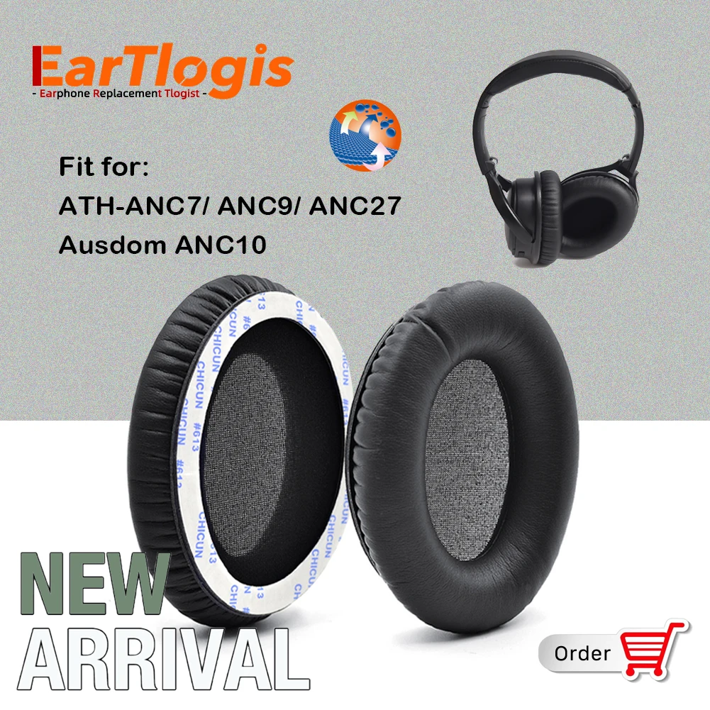 

EarTlogis Replacement EarPads for ATH-ANC7 ANC9 ANC27 for Ausdom ANC10 Headset Parts Earmuff Cover Cushion Cups Pillow