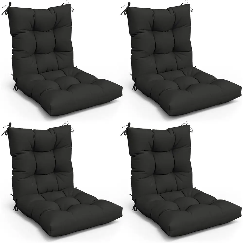

4-Pack Weather-Resistant High Back Chair Cushions for Outdoor and Indoor Use, 42x21x5 Inches, Black
