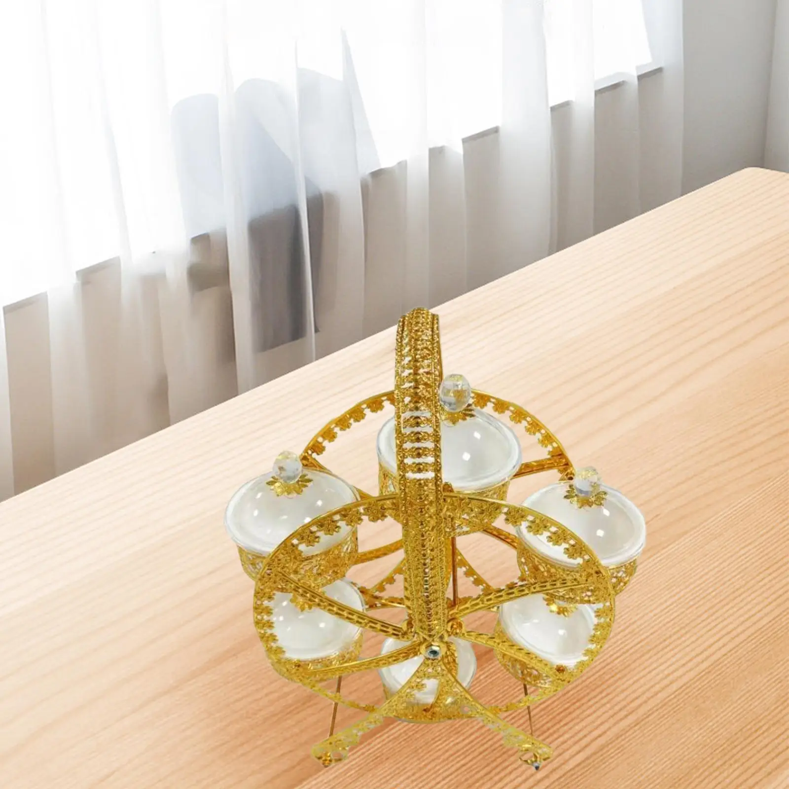 

Вращающийся контейнер для сервировки закусок с 6-чашей, поднос для закусок, разделенные сервировочные блюда для вечеринки, отеля, дома, кухни, закуски