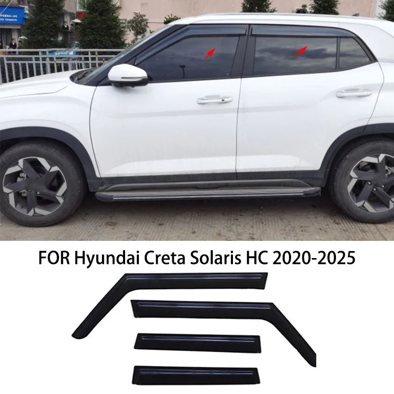 

Автомобильные аксессуары для Hyundai Creta Solaris HC 2020-2025, черный водонепроницаемый козырек для дверей, окон, вентиляционные шторы, защита от солнца и дождя