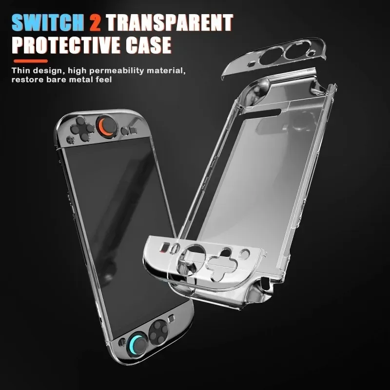 Transparent PC Hard Case Protective Shell Cover For NS Switch 2 Game Console Joy-con Back Full Protector for Switch Accessories