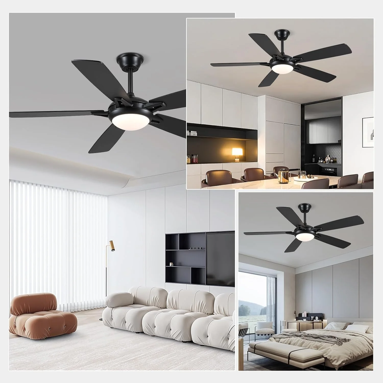 

Quiet energy-saving air circulation fixture for residential bedroom setting and living room decor modern ceiling fan light