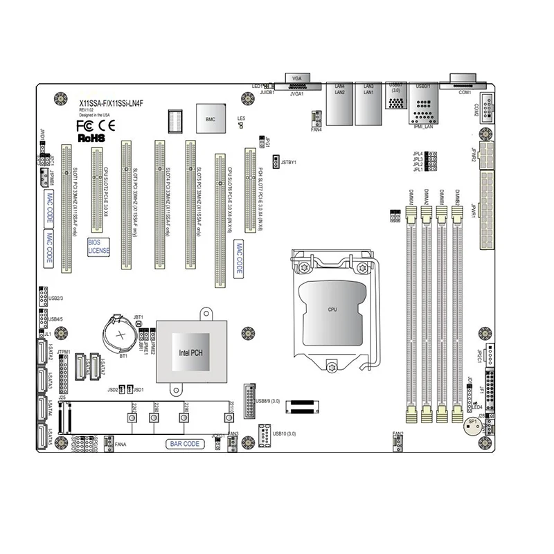 

Для Supermicro Single C236 четыре гигабитная сетевая материнская плата NAS сервера с одним разъемом LGA-1151 X11SSi-LN4F