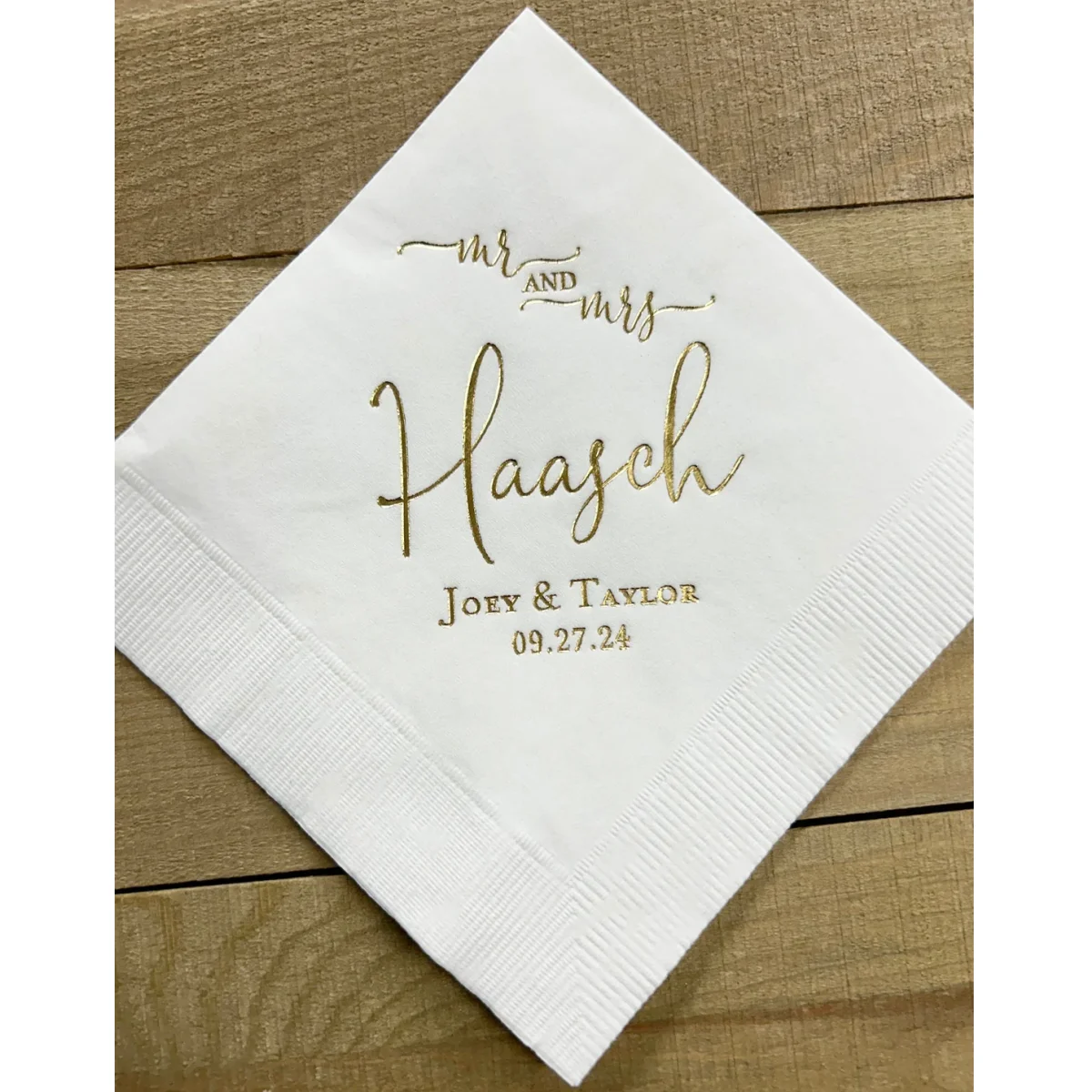 Personalized Mr & Mrs Mr and Mrs Wedding Napkins Custom Monogram Beverage Cocktail Cake Dessert Appetizers Luncheon Dinner Guest