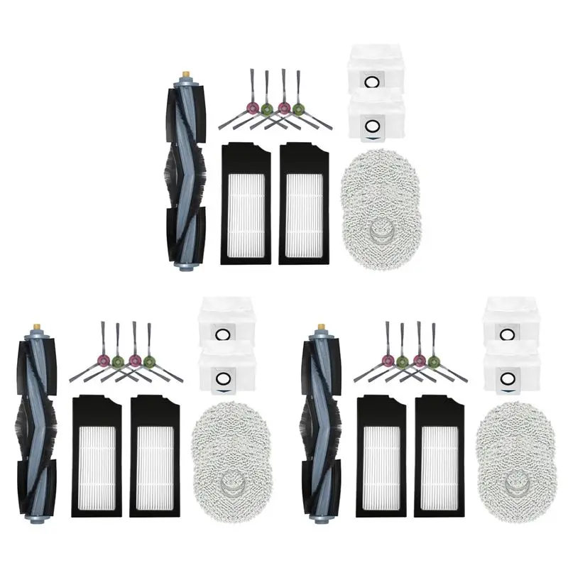 

ABKS-3 Set For Bork V830 Robot Vacuum Accessories Dust Bag Main Side Brush Hepa Filter Mop Rag Replacement Parts