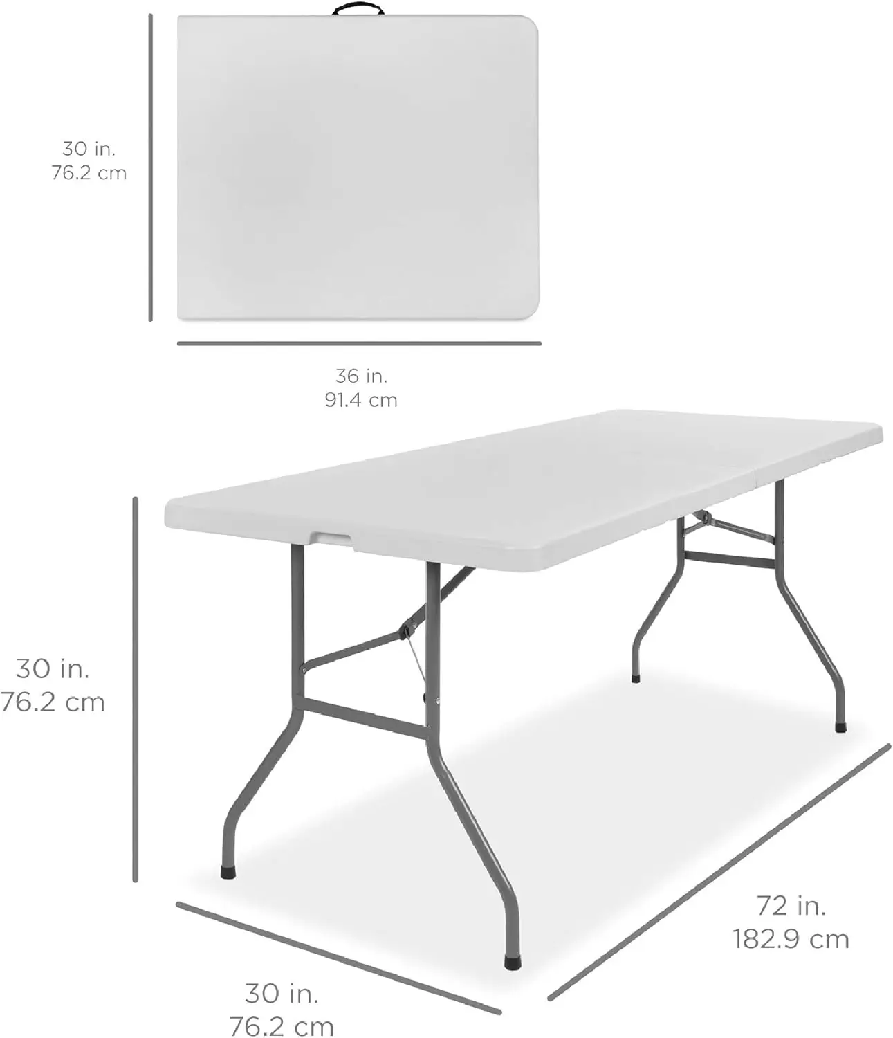 Choice Products 6ft Plastic Folding Table, Indoor Outdoor Heavy Duty Portable w/Handle, Lock for Picnic, Party, Camping - White