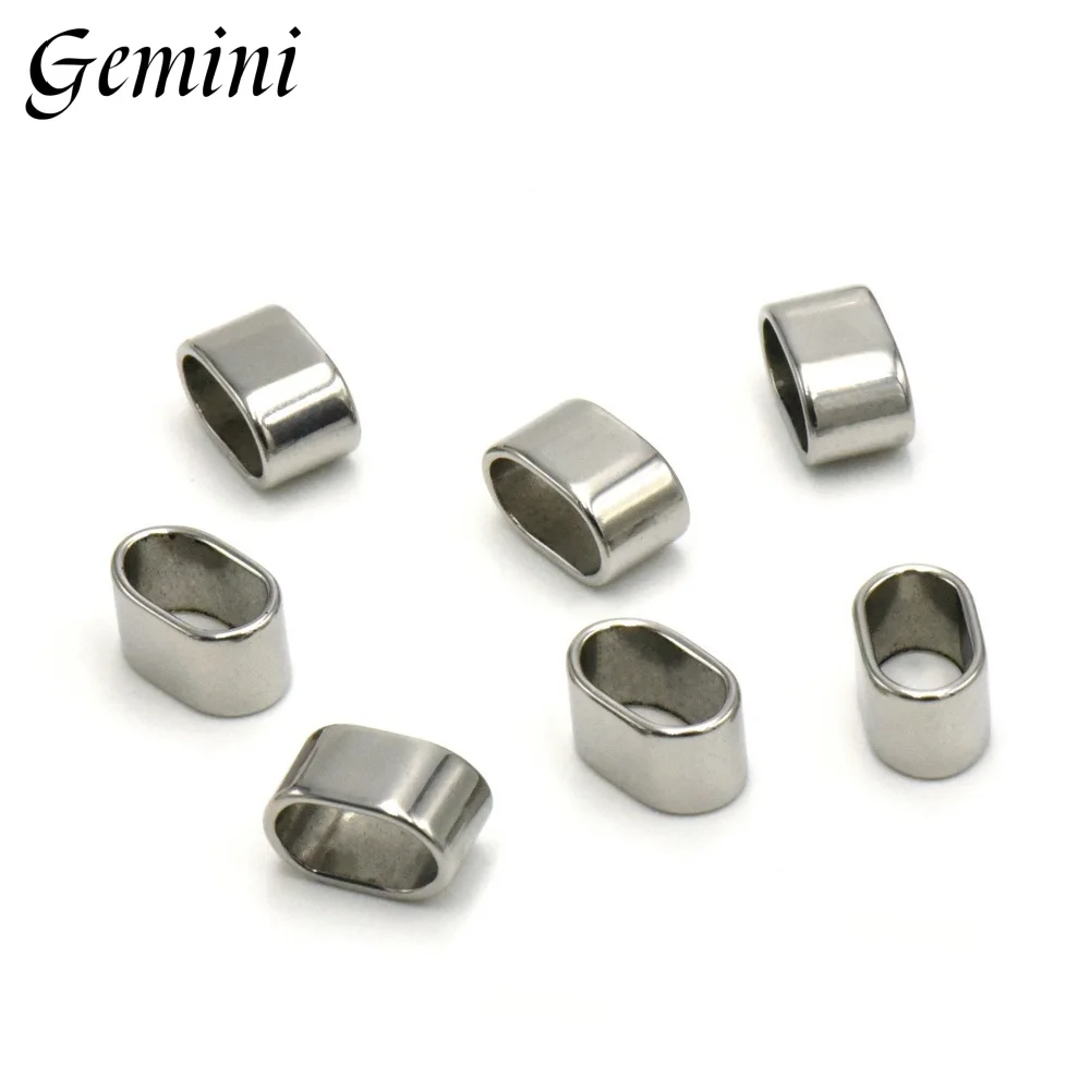 10pcs 316L 스테인레스 스틸 가죽 코드 비즈 12*6mm 가죽 팔찌에 대 한 더블 스페이서 비즈 DIY 쥬얼리 액세서리 만들기