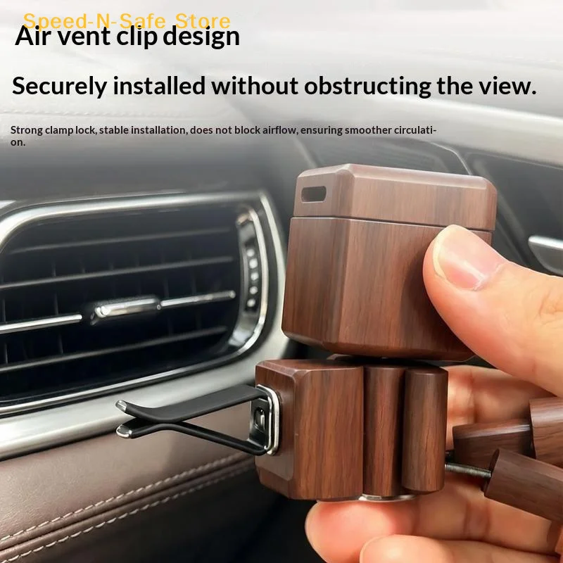 Solid Wooden Car Air Freshener Hand Carved Movable Figurine Long Lasting Fragrance Car Interior Decoration for New Car Gifts