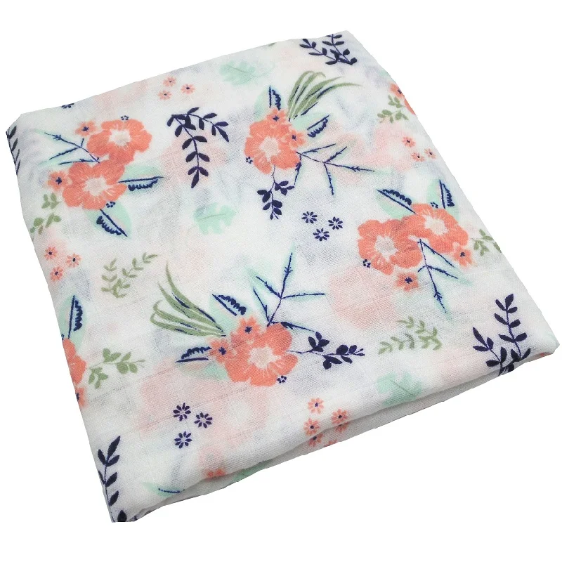 Flowers And Plants 150x120cm Bamboo Cotton Baby Swaddles Soft Newborn Wrap Blankets Baby Muslin Swaddle Blanket Swaddle Blanket
