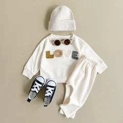 New Spring Autumn Boys Girls Infant Baby Toddler Clothes Sweatshirt Letter Long Sleeve+Pants Two Piece Cotton Children's Set