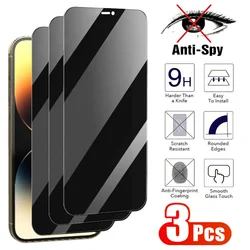 Protector de pantalla de vidrio templado antiespía para iPhone, 15, 14, 13, 12 Mini, 11 Pro Max, 7, 8 Plus, SE, X, XR, XS MAX, 3 unidades