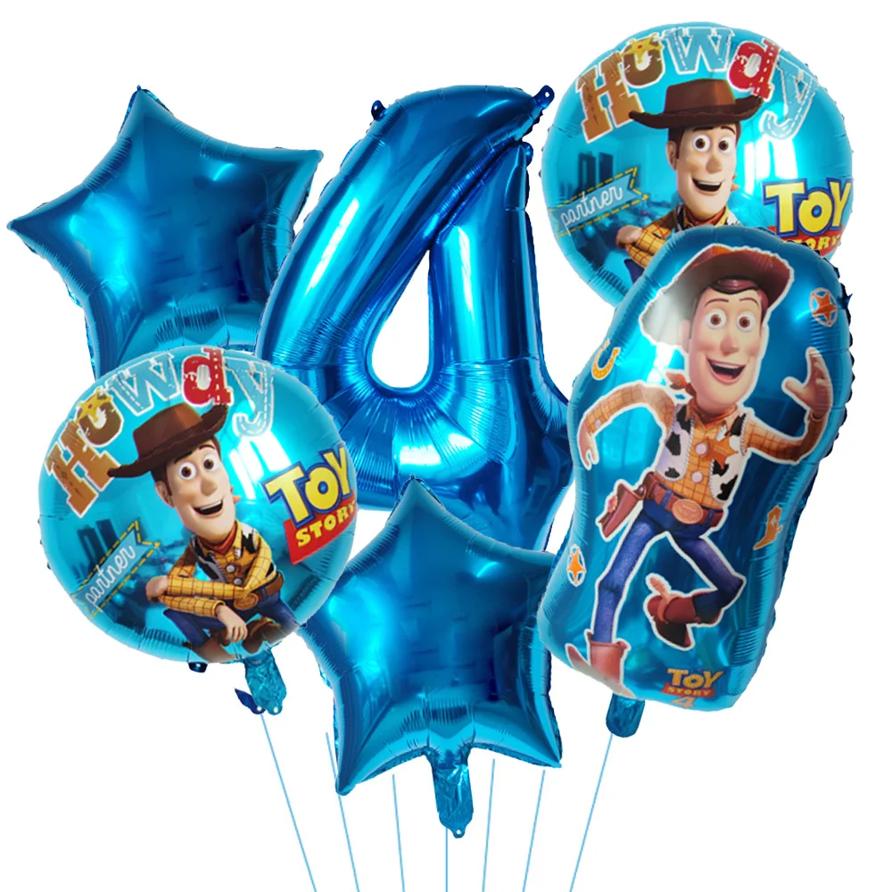 Disney Toy Story Buzz Lightyear Cartoon Foil Balloons 32inch Blue Number Baby Boy Blue Air Ballon Birthday Party Decor Kids Toys