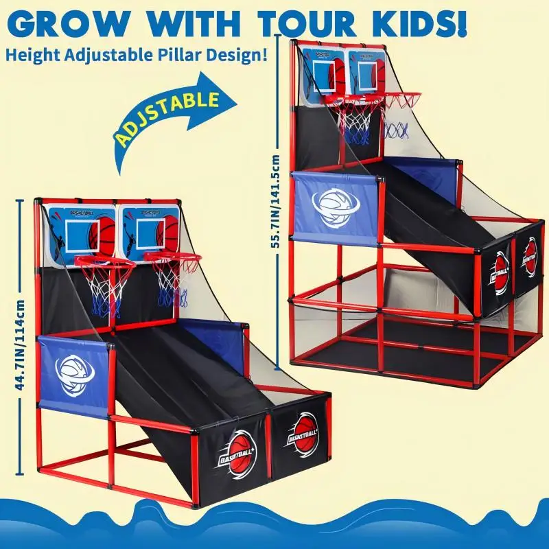 Arcade Basketball Game Set with Balls and Hoop,For Boys&Girls,Indoor Outdoor Toy,Ideal for Competition,Halloween/Christmas gifts