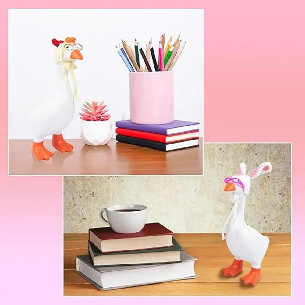 

Мини-вязаная шапка для гуся Мини-стол Гусь Шляпа Мини-вязаные шапки с солнцезащитными очками для стола Веранда Статуи гуся Симпатичные для маленьких