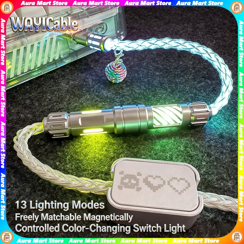 WAYi Magnetic 1.5M Keyboard Cable Mechanical RGB Magnetron Color Changing 8K Aviation Plug Cable PC Laptop Keyboard Accessories