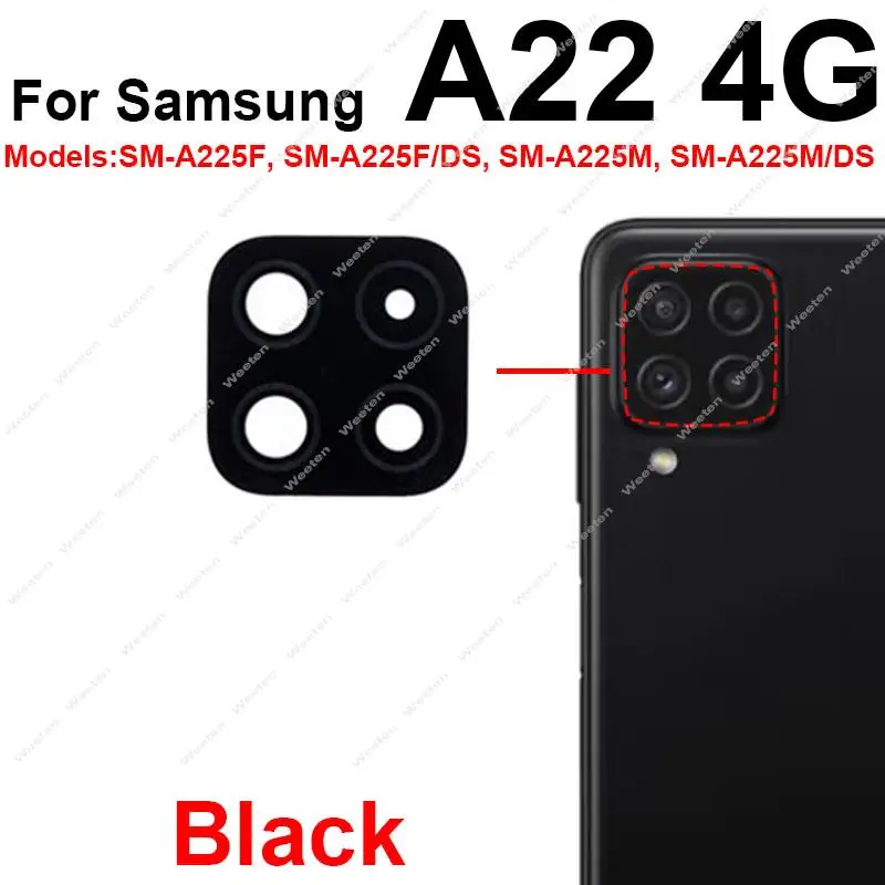 Rear Camera Glass Lens With Sticker For Samsung A22 4G 5G A32 A42 A52 A72 A33 A53 A73 Back Camera Glass Lens Replacement Parts