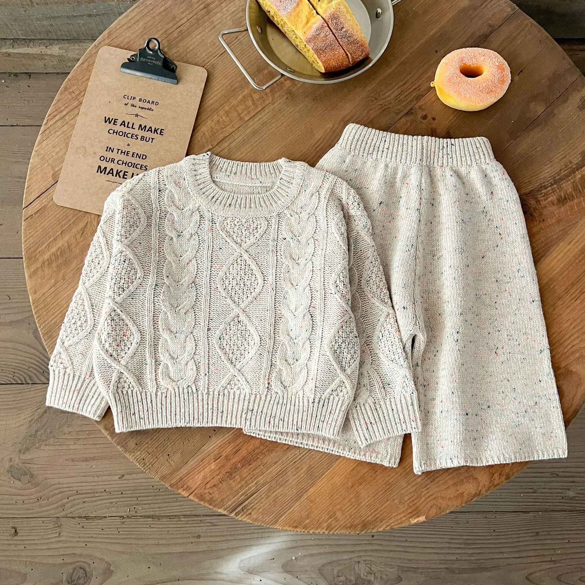 Spring Korean Version of Baby Boys and Girls New Versatile Sweater Knitted Pullover Top Winter Autumn Pants Set Baby Clothes