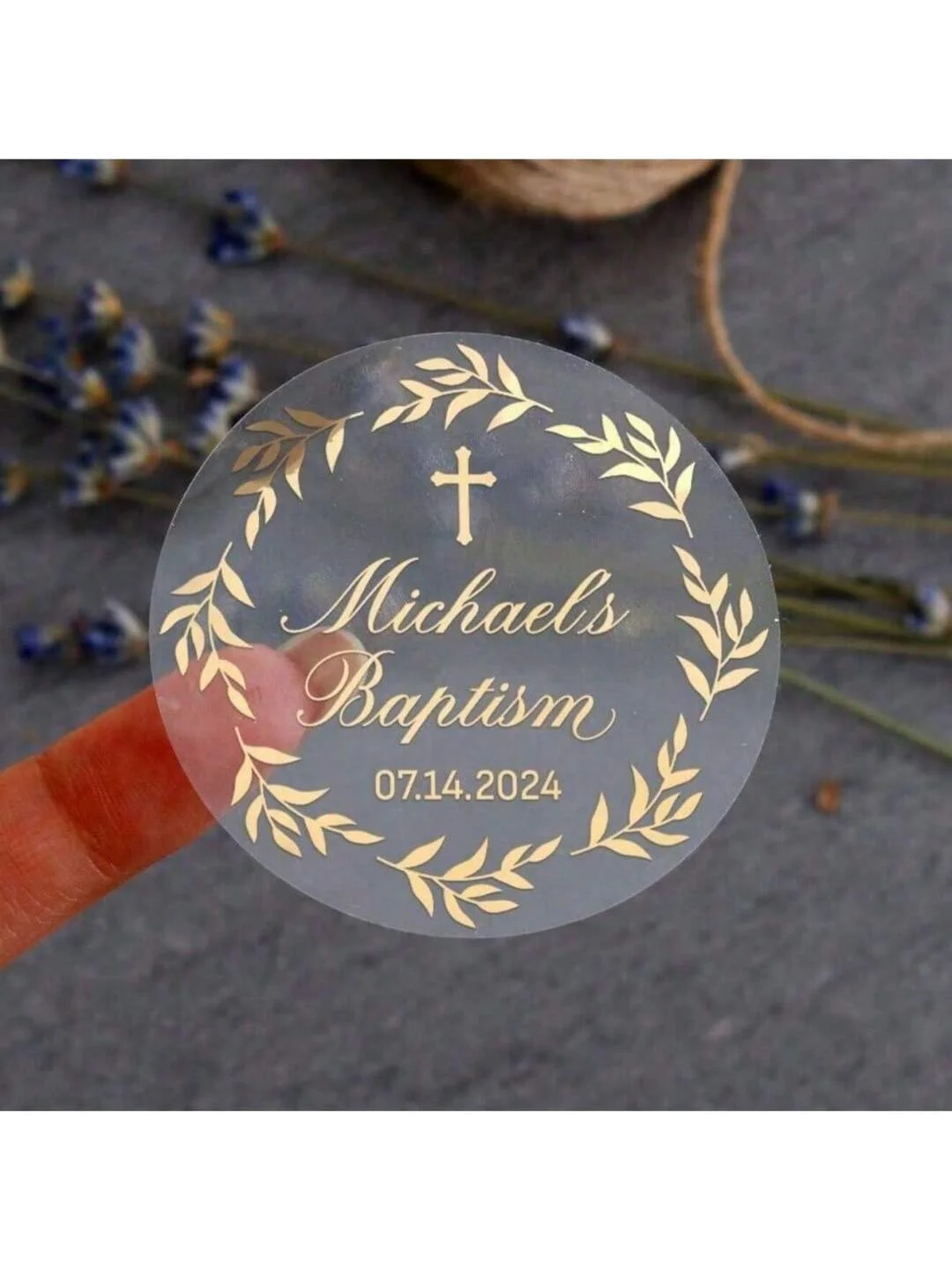 100 قطعة من ملصقات المفضلة للاسم الأول، ملصقات المناولة الأولى، مقاومة للماء 1.5 ~ 3 بوصة ملصقات المناولة المقدسة الأولى