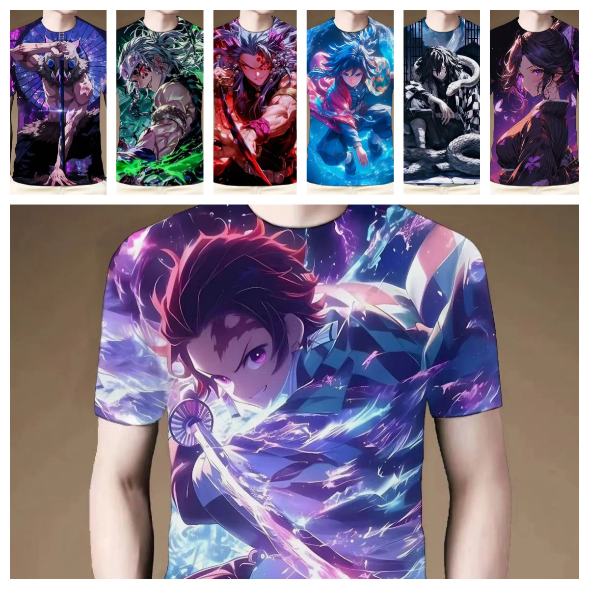 25-26 ฤดูร้อนอะนิเมะเตา Tanujiro Demon Slayer: Kimetsu ไม่มี Yaiba-Infinity Castle เสื้อยืดเด็กผู้ใหญ่แฟชั่นสบายๆ Y2K