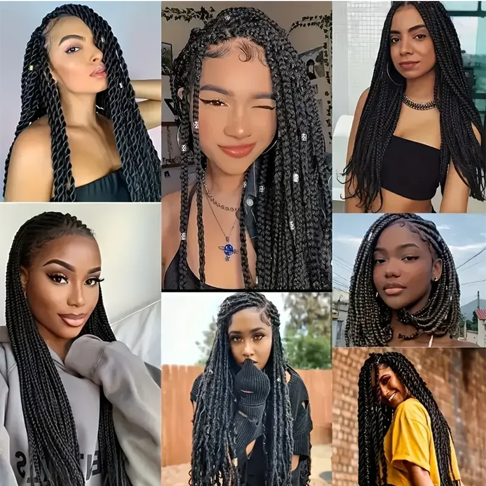 1/5/8 لفة شعر صوف برازيلي أسود غزل أكريليك للشعر كروشيه اصطناعي أفريقي ضفائر جامبو ضفائر تويست يلتف 70 جرام/لفة #6