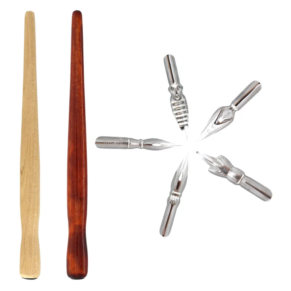 

Dip Pen Holder Calligraphy Tool Metal Nibs for Drawing Sketching Wood Dip Pen Set Interchangeable Nibs Smooth Line Painting