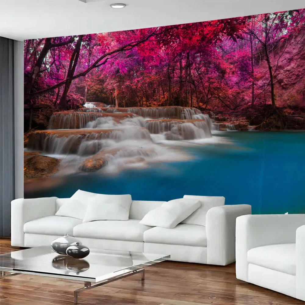 Forest Waterfall Room Decoration Large Tapestry Multi Size Home Printing Wall Hanging Beach Picnic Mat Camping Bed Sheet
