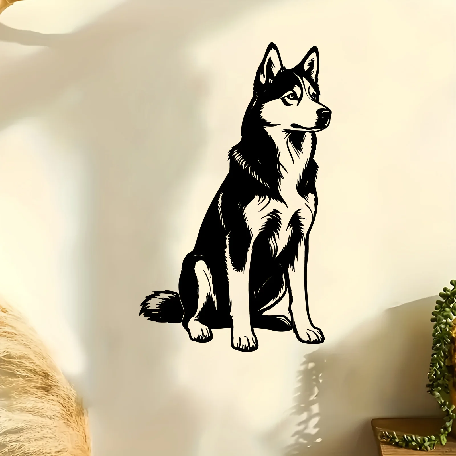 1Pc Husky Metal Wall Art Weather Resistant Aluminum Sculpture Lifelike Pet Decor For Indoor Living Room Home Gift