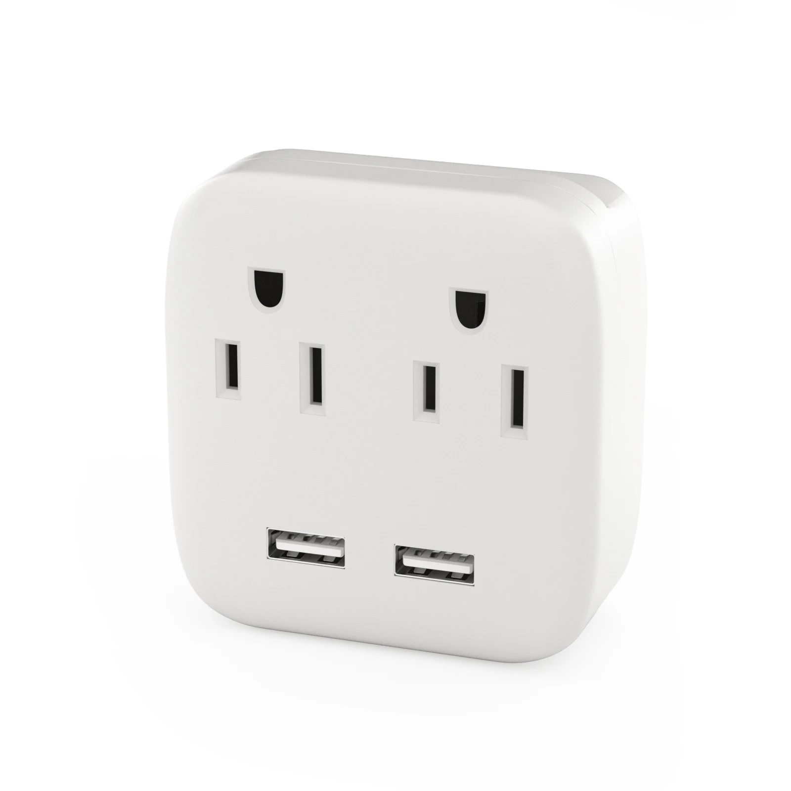 US Plug Mini USB Wall Socket Extender, Double Plug Adapter Multifunctional Power Socket with 2AC Outlets 2 USB-A Port for home