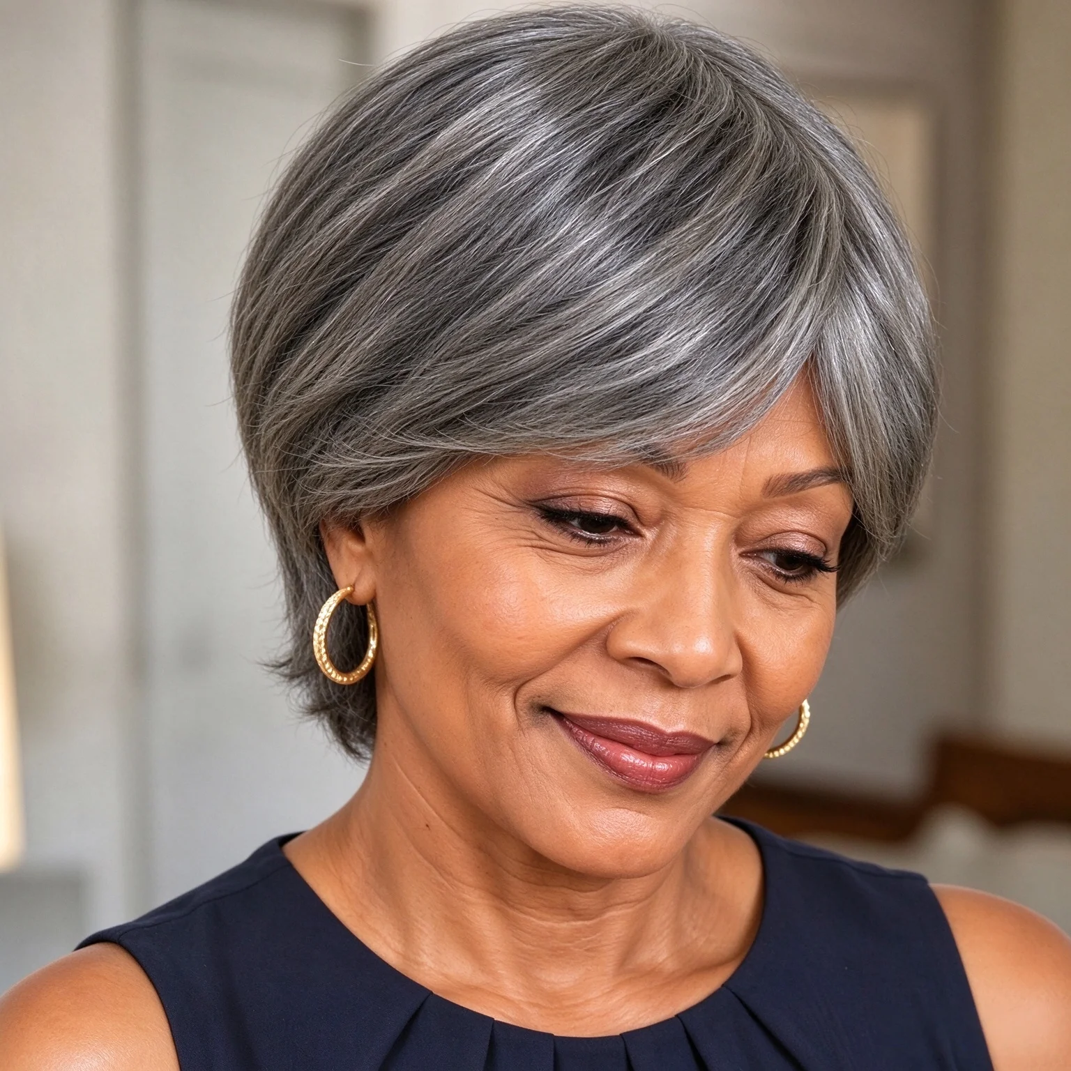 Salt & Pepper Pixie Cut Wig Human Hair Short Straight Wigs for Women Layered Brazilian Remy Human Hair Machine Made Wigs