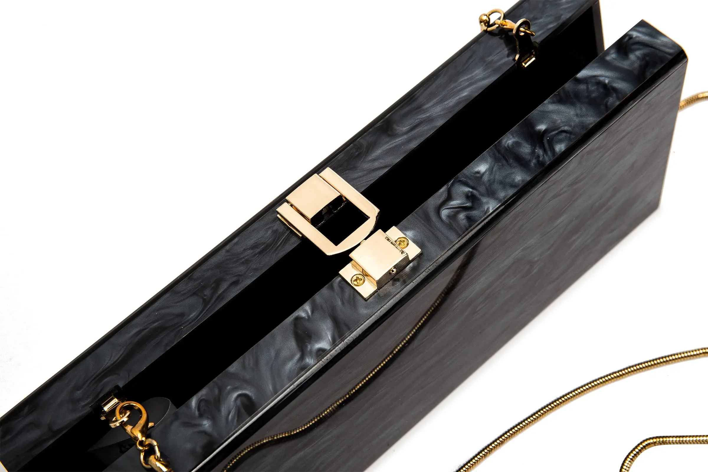 Acrylic Clutch Evening Bag for Women Long Pearl Black Acrylic Clutch Handbag for Dinner Party Wedding Female Flap Wallet Purse