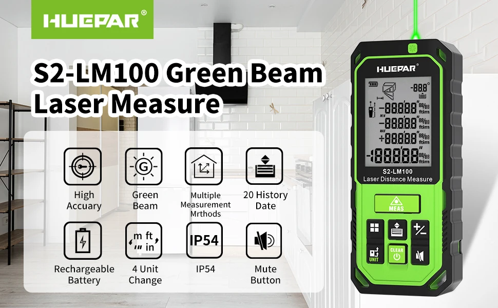 Green Beam 100M Lase r Distance Meter S2-LM100 Green Light Small Size And Portavle Rangefingder