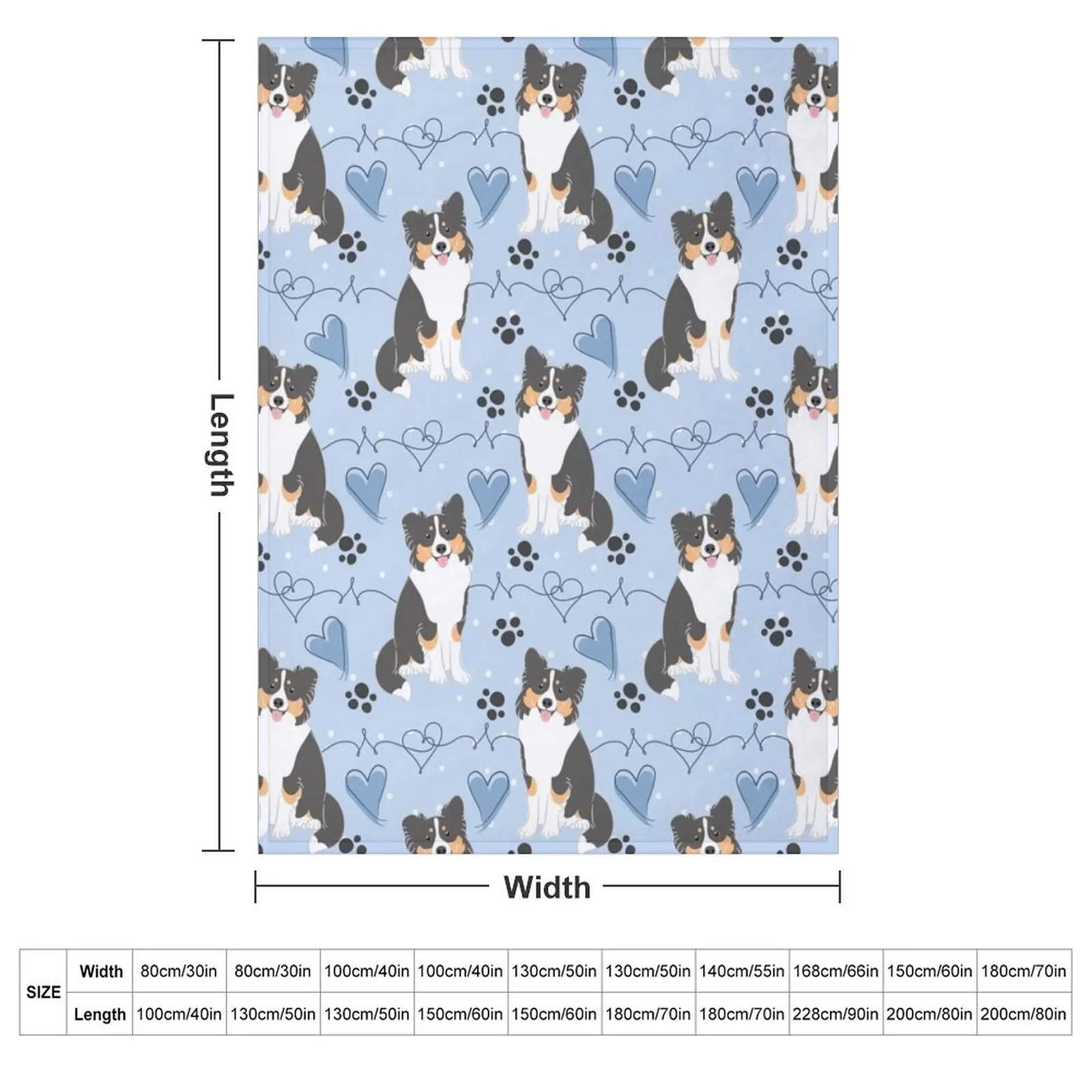LOVE Black Tricolor Border Collie Throw Blanket