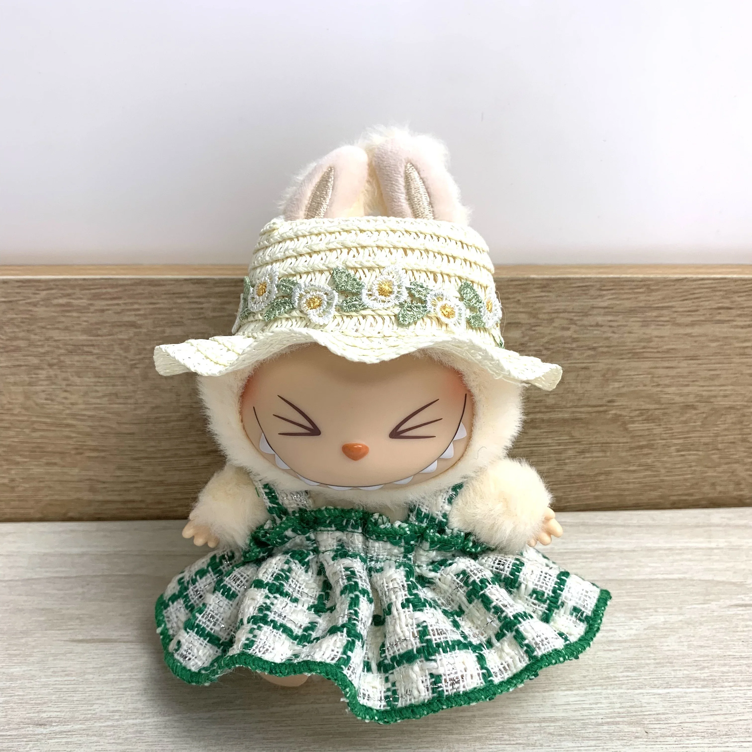 Одежда для мини-куклы Labubu, одежда, аксессуары, кукла, зеленое платье, шляпа, обувь, одежда