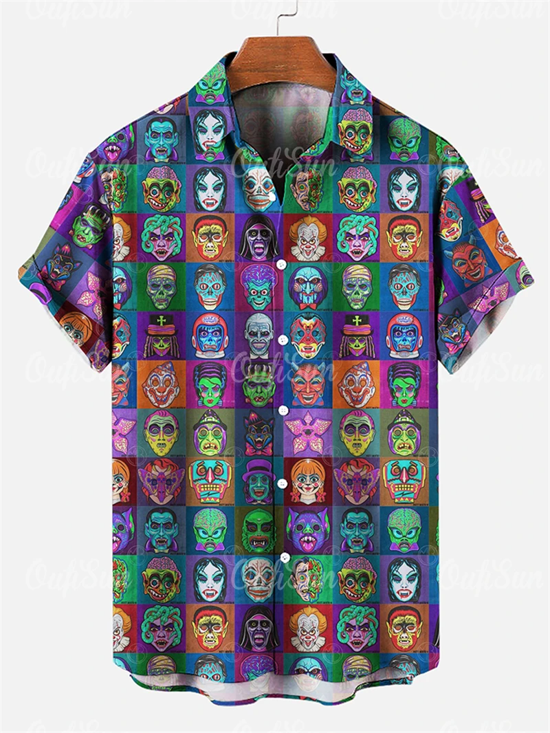 3D Print Vintage Men\'s Shirts Mexican Wrestling Printed High-Quality Men\'s Clothing Oversized Beach Shirt Fashion Casual Tops