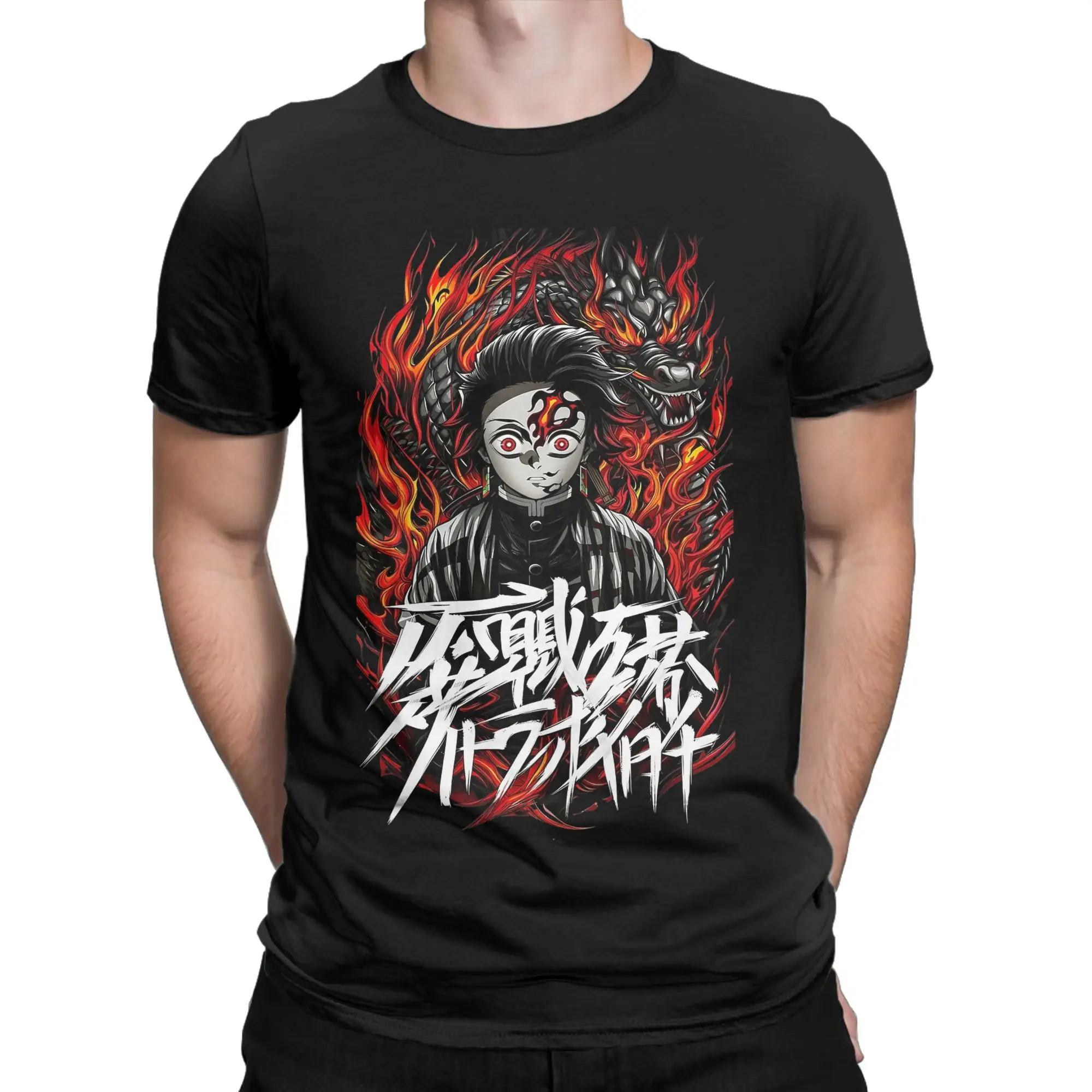 

Demon Slayer Tanjiro Kamado T Shirts Men Pure Cotton Vintage T-Shirts Crewneck Tee Shirt Short Sleeve Clothing Classic