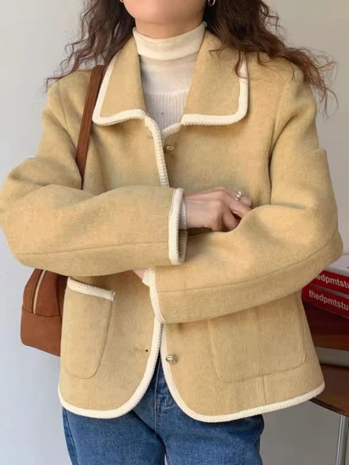 Chic Retro Reducing Age Doll Collar Single Button Short High-End Feeling Small Size Women's Outerwear Fragrant Style Jacket