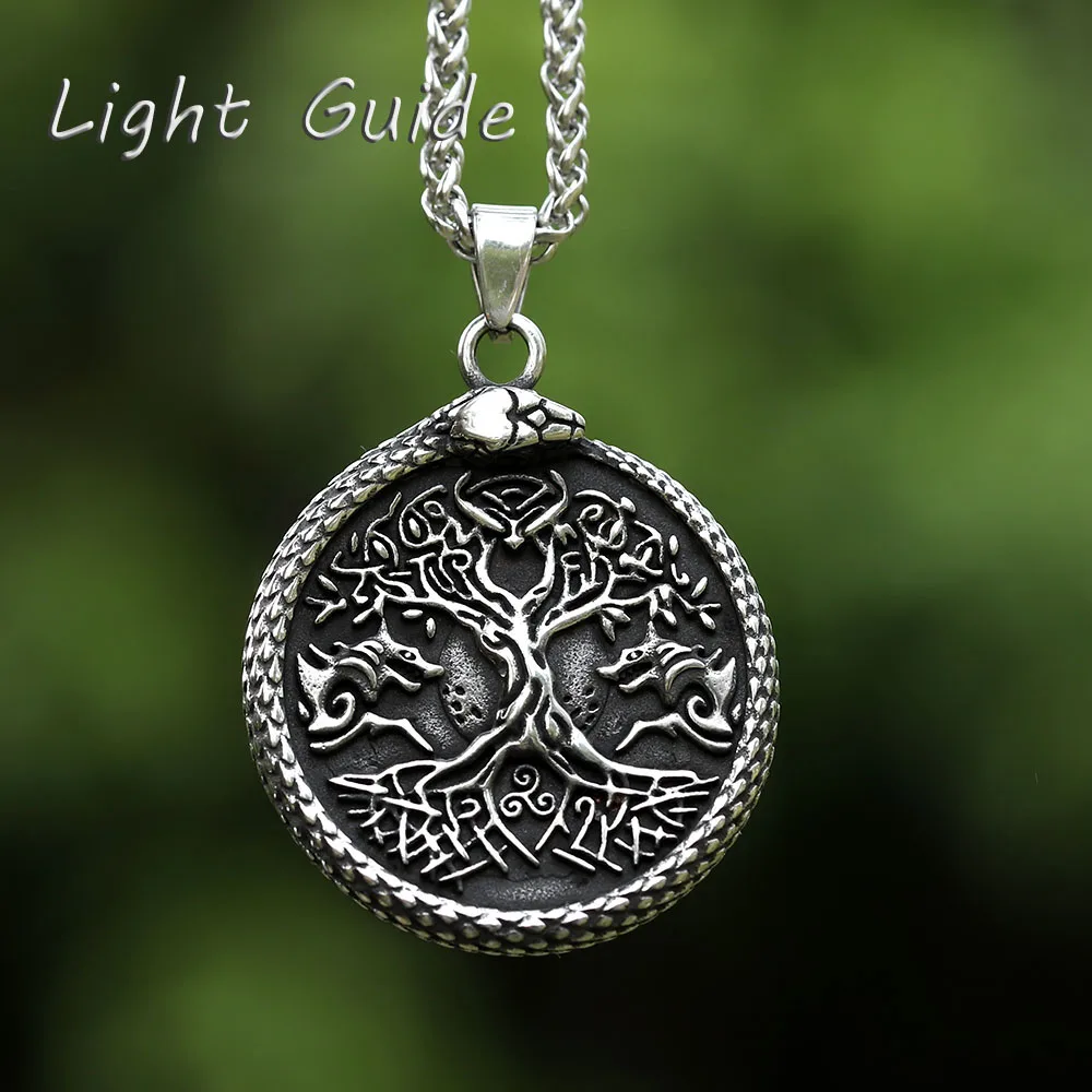 2022 NEW Men's 316L stainless-steel The Tree of Life Runes VIKING Pendant Necklace snake Animal  punk Jewelry Gift free shipping