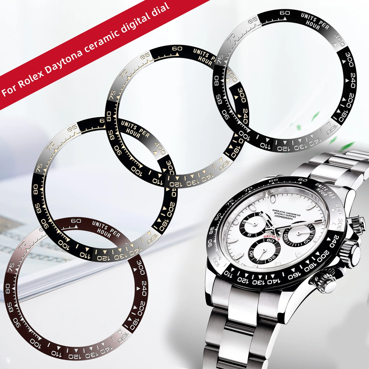 For Rolex Daytona Series m116500ln m116508 M116518 Ceramic Watch Bezel Digital Scale Circle 38.5mm 39.4mm Waterproof Accessories