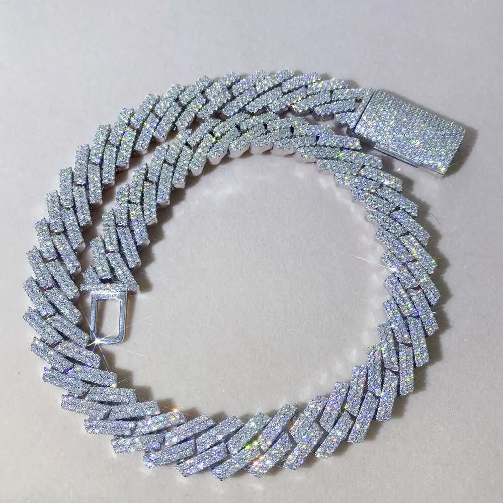 

Настоящая искусственная Серебряная Гра, сертифицированная, Vvs d, ювелирные украшения в стиле хип-хоп, кубинская цепочка с муассанитом