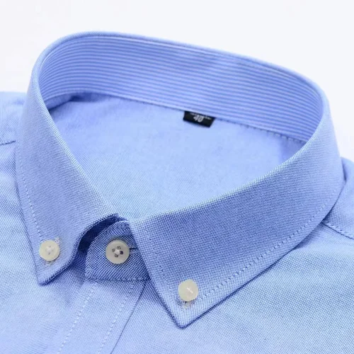 Imagen 2 del producto Camisa 100% de algodón para hombre, camisa Oxford informal a cuadros de manga larga con estampado de Color sólido, camisa de vestir Formal de ajuste Regular de gran tamaño 7XL 6XL 5XL