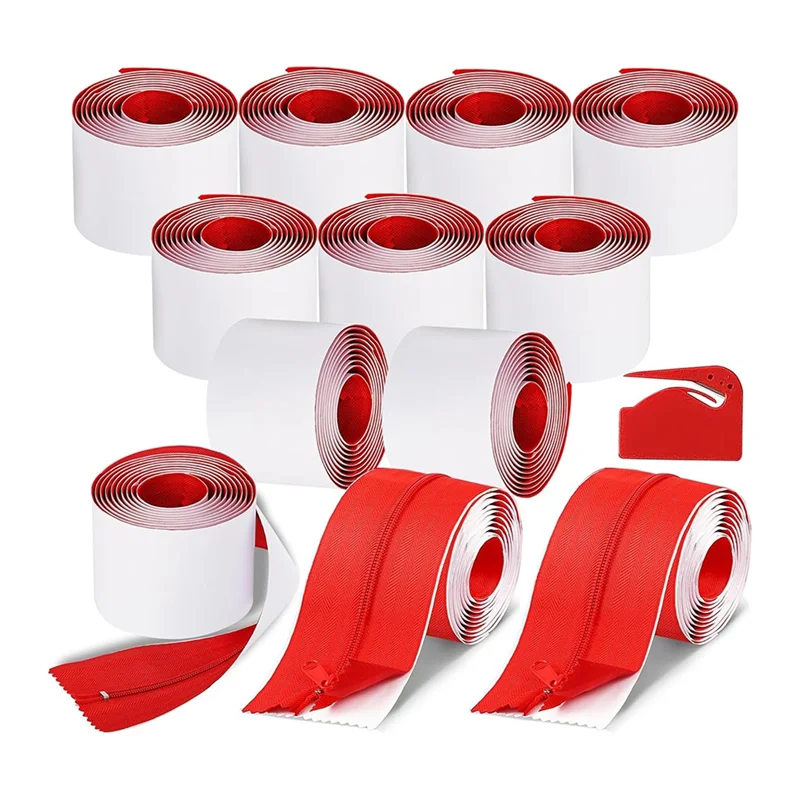 

ABKY-12 Rolls Strong Self-Adhesive Zipper Doors For Dust Barriers - Size 7Ft X 3Inch, For Tarps And Construction Sites