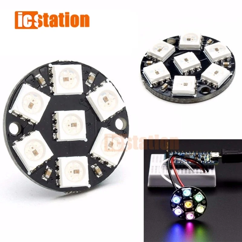 WS2812S RGB 5050 8bits LED Ring with Integrated Drivers Description:There is a single data line with a very timing-specific prot