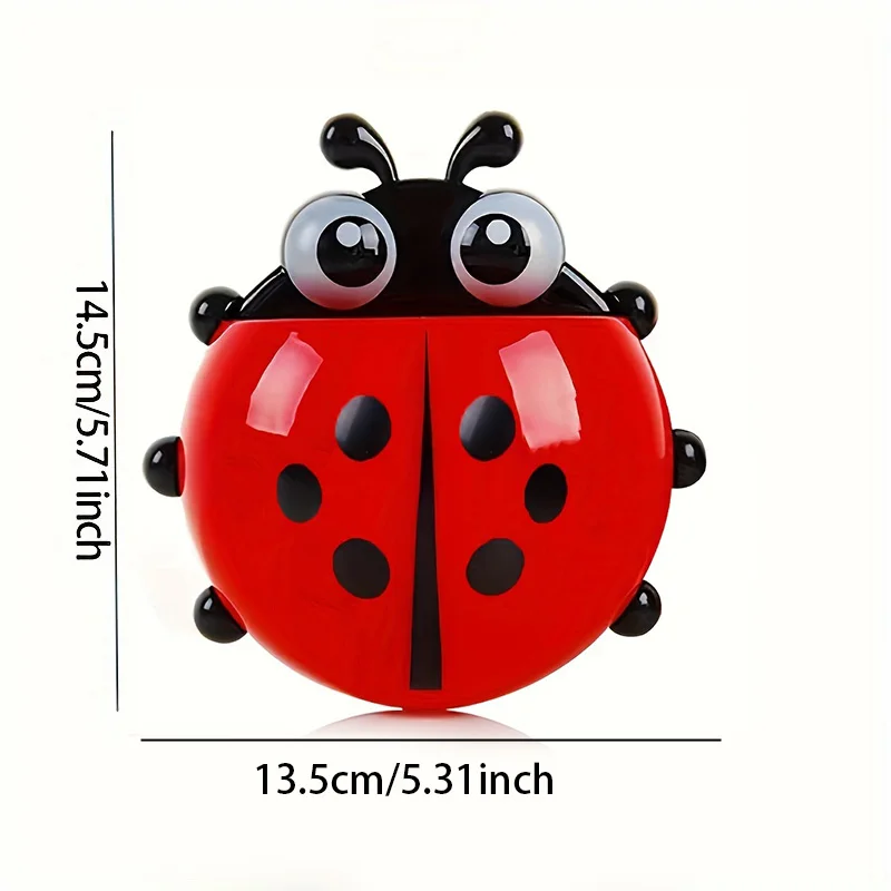 2pcs Toothbrush Holder Cute Ladybug Shape Suction Cup Creative Toothbrush Rack Bathroom No-punching Storage Shelf