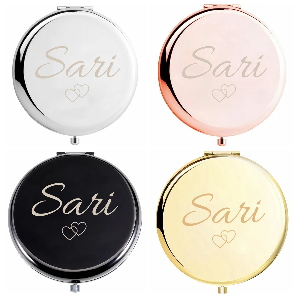 1pc Cartoon love Customized Name Fold Mirror Round Circle Mirror Folding Mirror Makeup Mirror Wedding Guest Gifts Birthday Gift