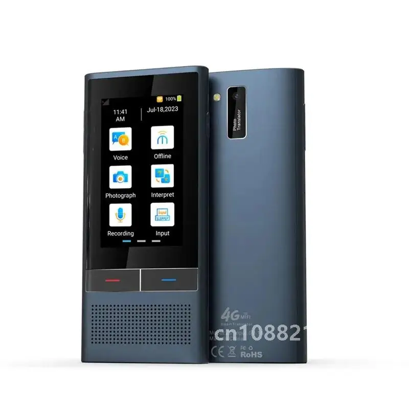 Z6 AI Voice Translator 117 Languages 3.1inch IPS Screen 4G SIM Card Internet 8G Memory Recording Intelligent Translated