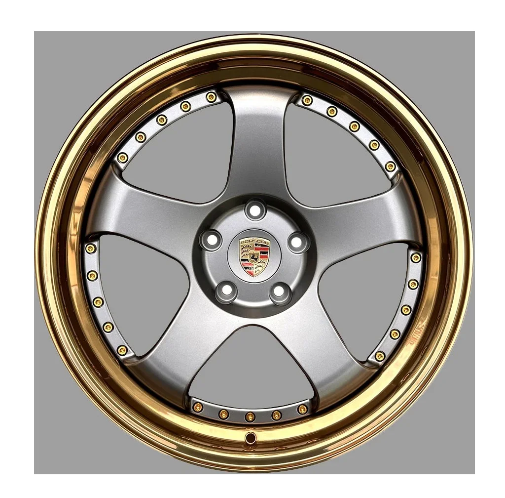 

Polished bronze step lip and matte deep grey middle 2-pieces forged wheels deep dish rims for Volkswagen Beetle/S 2000/Porsche