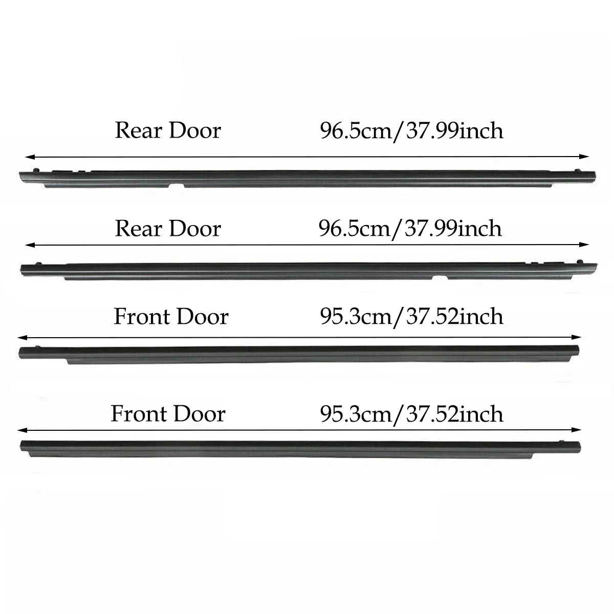 4 Pieces Black  Windows Rubber Weatherstrip Waterproof Pressure Sealing Belt Moulding Trim for Toyota Corolla 2007-2014