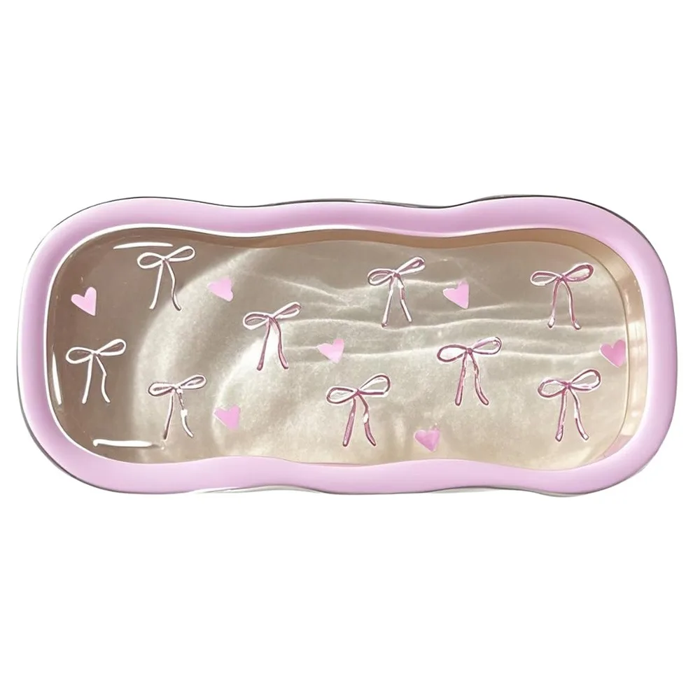

Fashion Pink Bow Glasses Case Cherry Portable Eyeglass Case Protective Hard Shell Eyewear Holder for Sunglasses Reading Glasses