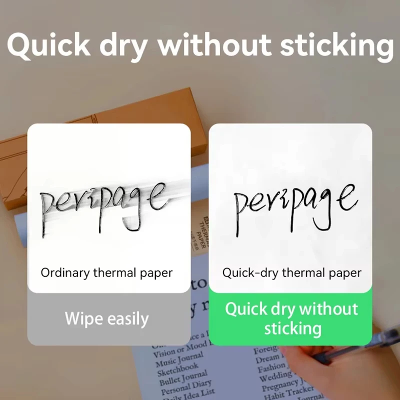 Peripage A4 ورق حراري لطباعة طابعة صغيرة A40 سريعة الجفاف على المدى الطويل A4 ورق لف حراري لطباعة صورة PDF